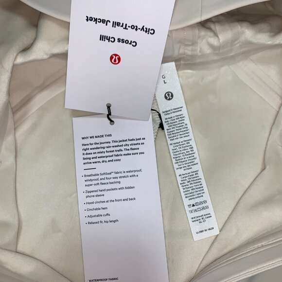 Lululemon NWT Women's Cross Chill City-to-Trail Jacket L Light Ivory - Picture 3 of 16